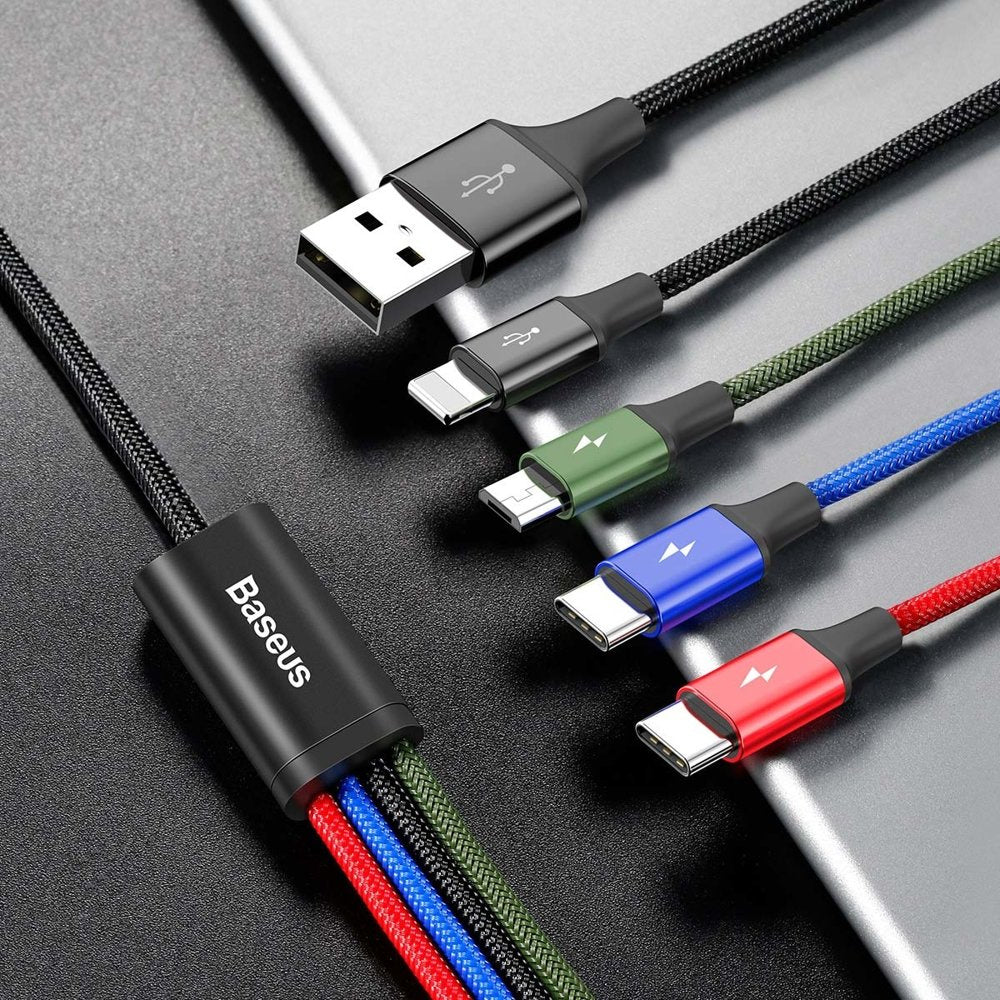 Baseus cable USB 4in1 Lightning / 2x USB Type C / micro USB cable in nylon braid 3.5A 1.2m black (CA1T4-B01) - OUTLET_7