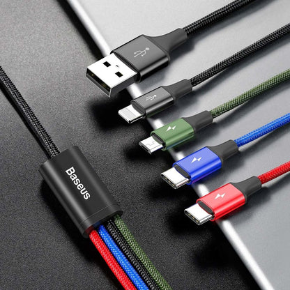 Baseus cable USB 4in1 Lightning / 2x USB Type C / micro USB cable in nylon braid 3.5A 1.2m black (CA1T4-B01) - OUTLET_7