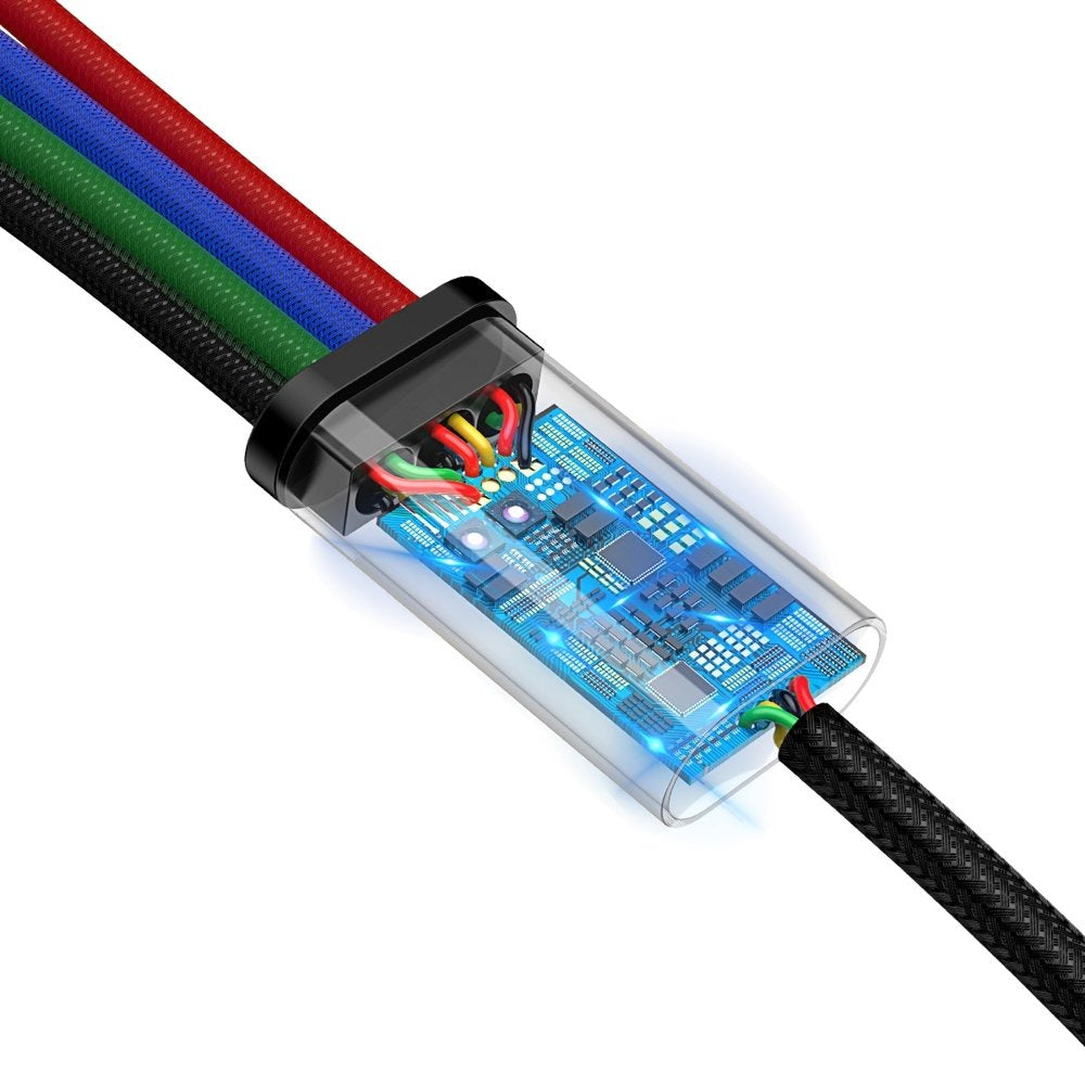 Baseus cable USB 4in1 Lightning / 2x USB Type C / micro USB cable in nylon braid 3.5A 1.2m black (CA1T4-B01) - OUTLET_8