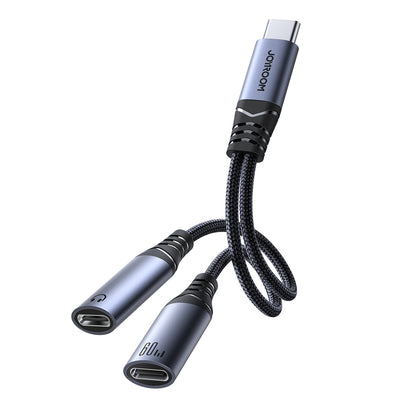 Joyroom SY-C03 USB-C to 2x USB-C 2in1 DAC adapter - black - OUTLET_0