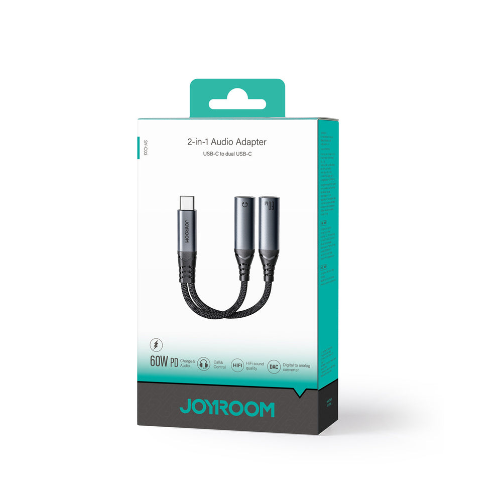 Joyroom SY-C03 USB-C to 2x USB-C 2in1 DAC adapter - black - OUTLET_4