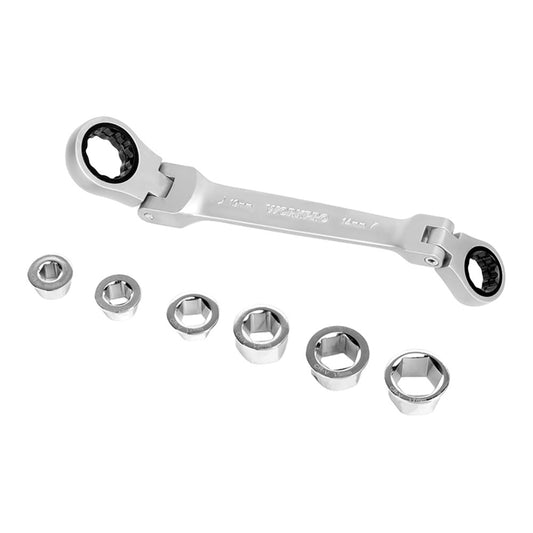 Chave estrela cr-v dupla com roquete articulado, 6 pontas intercambiÃ¡veis, 14 x 19 mm, 7 peÃ§as_0