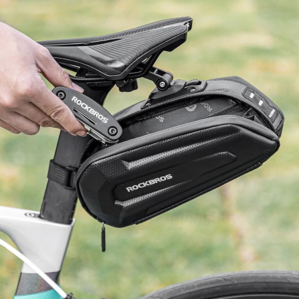 Rockbros B69 bicycle saddle bag 1.8l with easy release system - black - OUTLET_6
