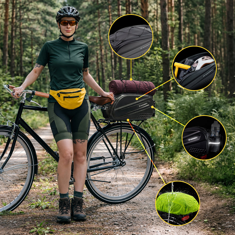 Wozinsky Bike Trunk Bag with Long Strap and Expandable Side Pockets - Black - OUTLET_3