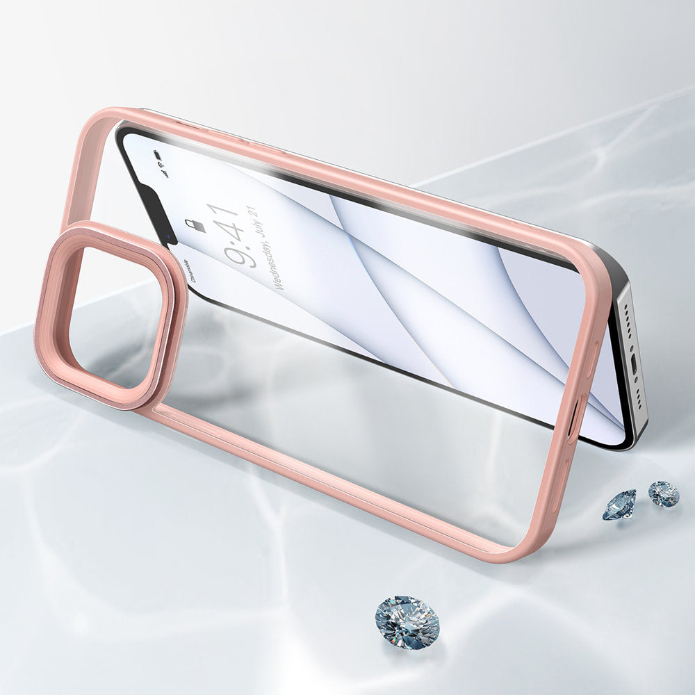 Baseus Crystal Phone Case Armor Case for iPhone 13 Pro with Gel Frame pink (ARJT001004) - OUTLET_9