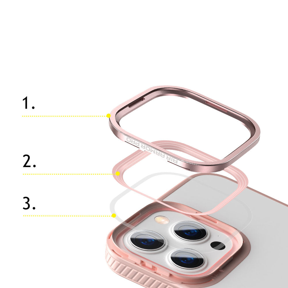 Baseus Crystal Phone Case Armor Case for iPhone 13 Pro with Gel Frame pink (ARJT001004) - OUTLET_12