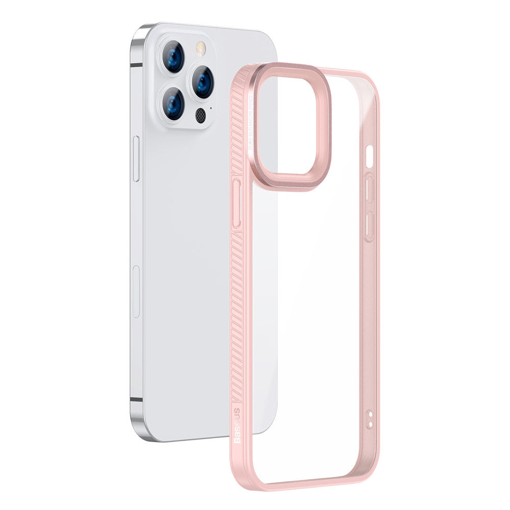 Baseus Crystal Phone Case Armor Case for iPhone 13 Pro with Gel Frame pink (ARJT001004) - OUTLET_2