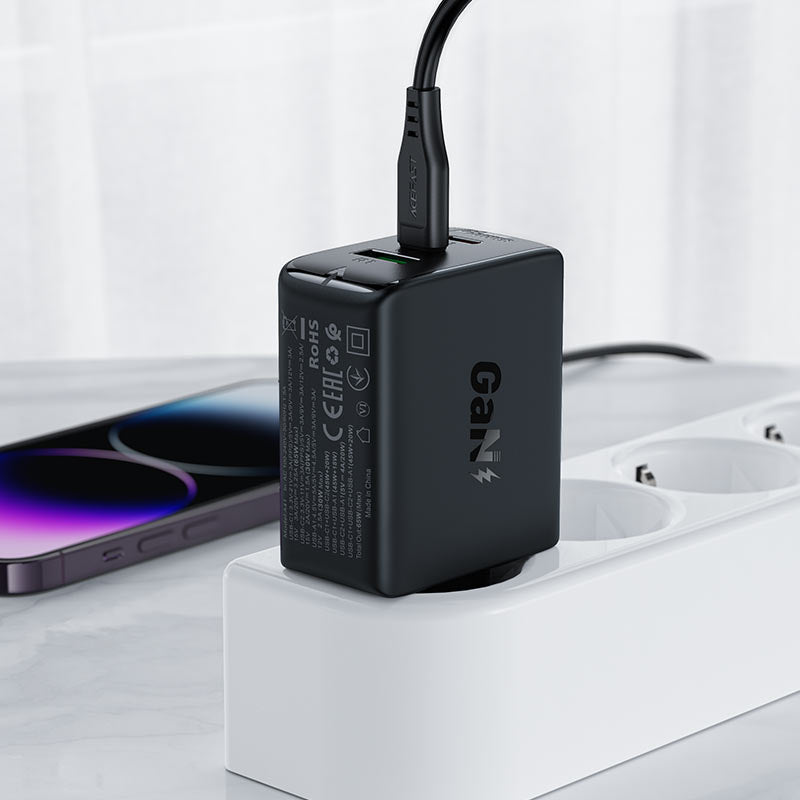 Acefast fast charger GaN (2x USB-C / USB-A) PPS / PD / QC4+ 65W white (A41) - OUTLET_5