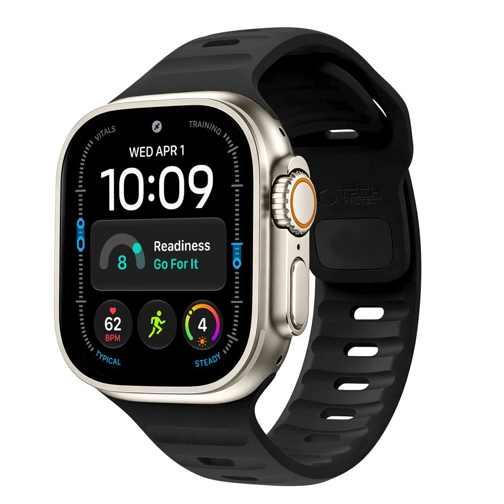 Tech-Protect Silicone Line Strap for Apple Watch 44 / 45 / 46 / 49 mm - Black_0