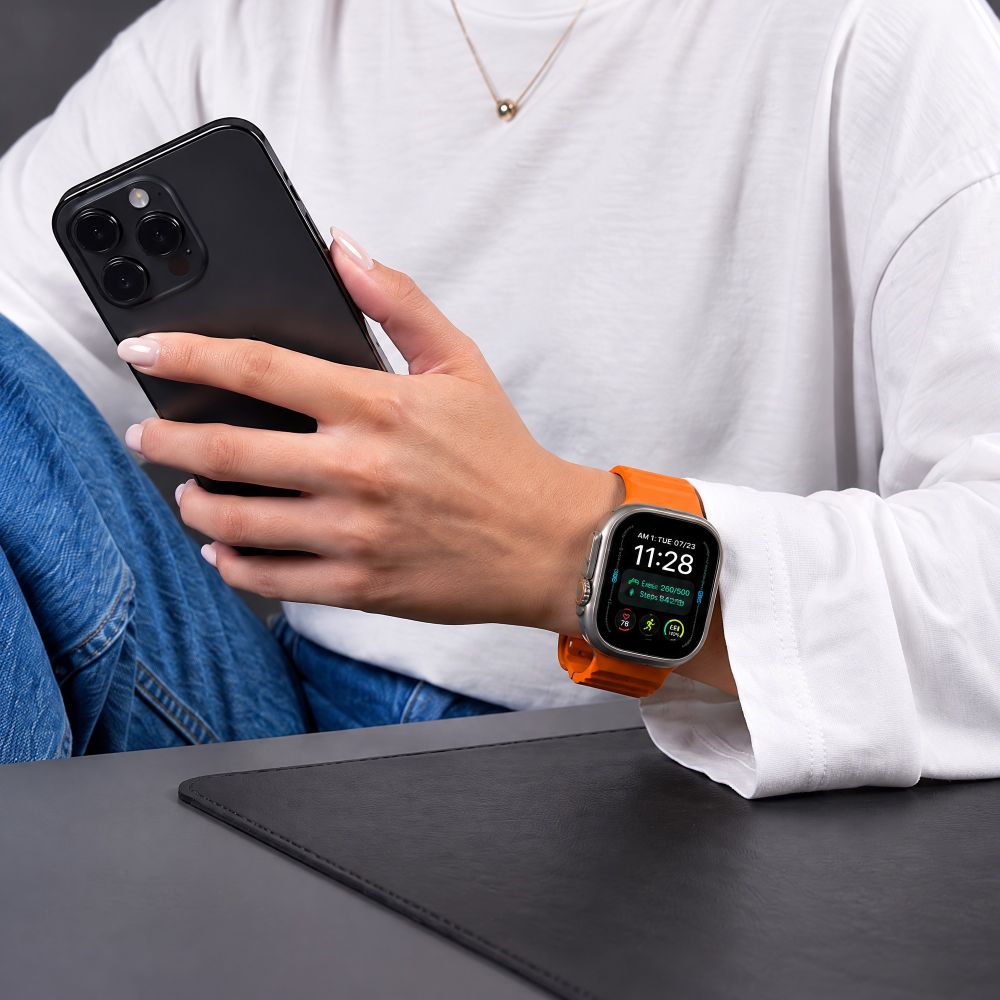 Tech-Protect Silicone Line Strap for Apple Watch 44 / 45 / 46 / 49 mm - Orange_4