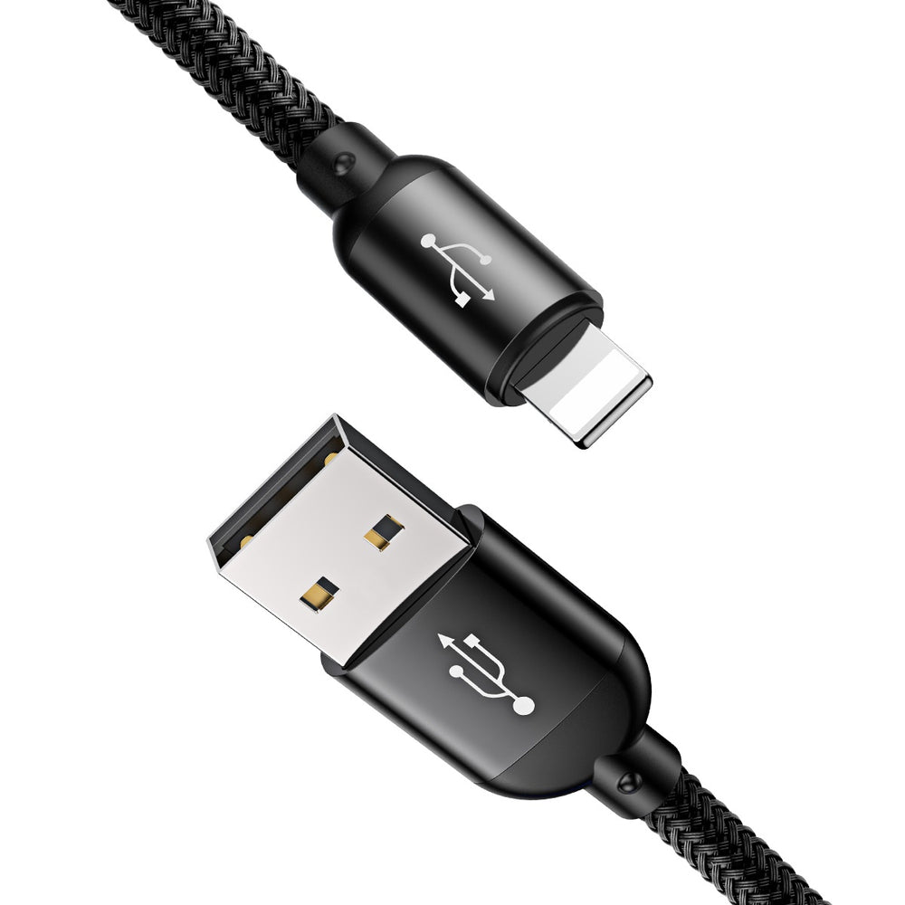 Baseus Three Primary Colors 3in1 USB-A - micro USB / Lightning / USB-C 3.5A cable 0.3 m - black - OUTLET_3