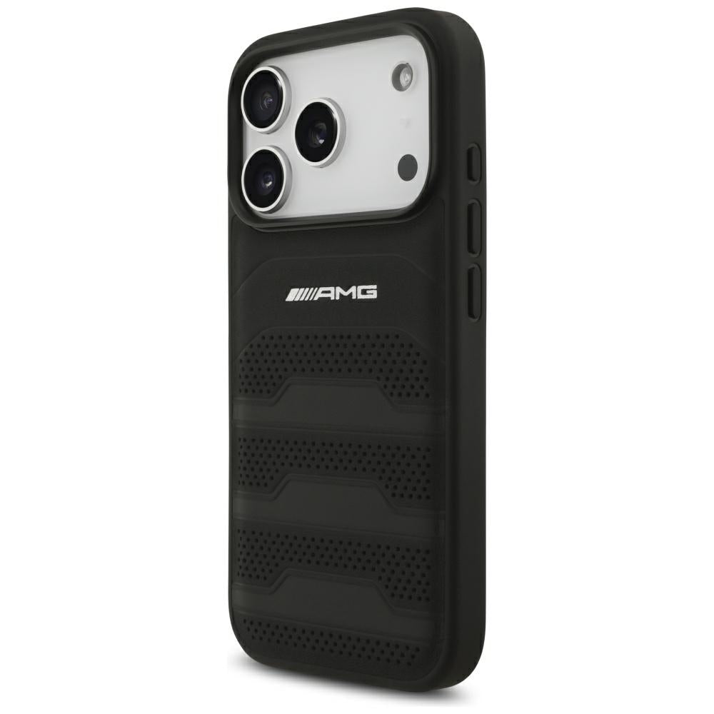 Mercedes AMG Leather Debossed Lines Logo case for iPhone 18 Pro / 17 Pro - black_1