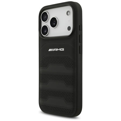 Mercedes AMG Leather Debossed Lines Logo case for iPhone 18 Pro / 17 Pro - black_1