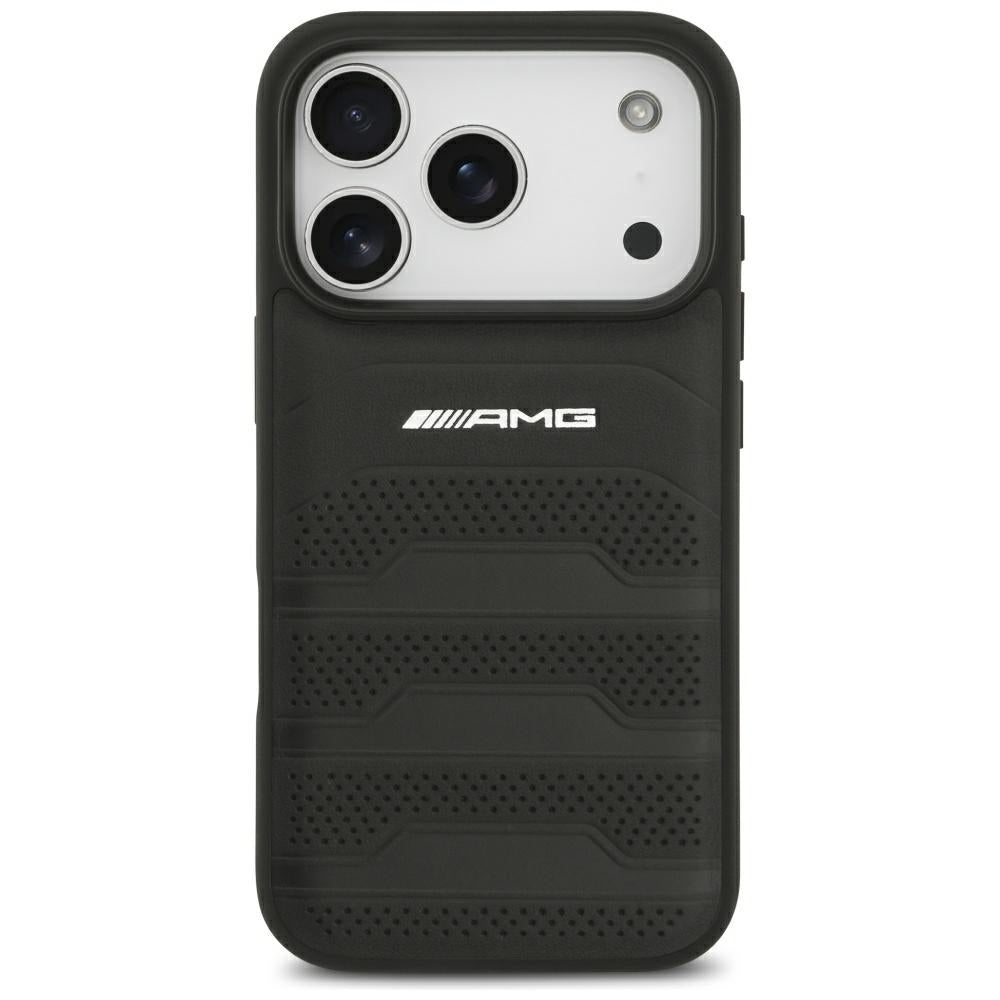Mercedes AMG Leather Debossed Lines Logo case for iPhone 18 Pro / 17 Pro - black_2