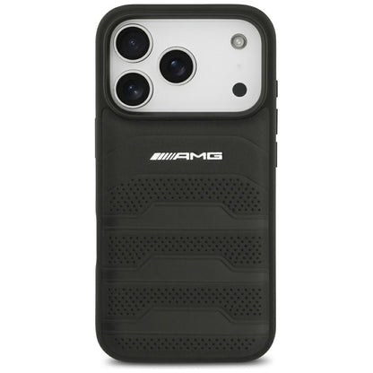 Mercedes AMG Leather Debossed Lines Logo case for iPhone 18 Pro / 17 Pro - black_2