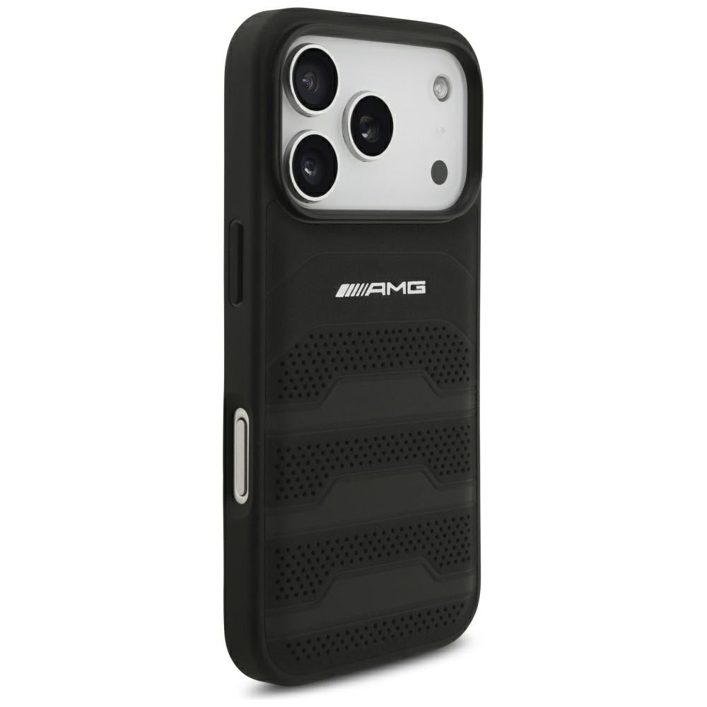 Mercedes AMG Leather Debossed Lines Logo case for iPhone 18 Pro / 17 Pro - black_3