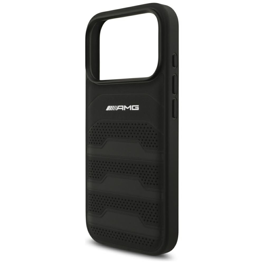 Mercedes AMG Leather Debossed Lines Logo case for iPhone 18 Pro / 17 Pro - black_5