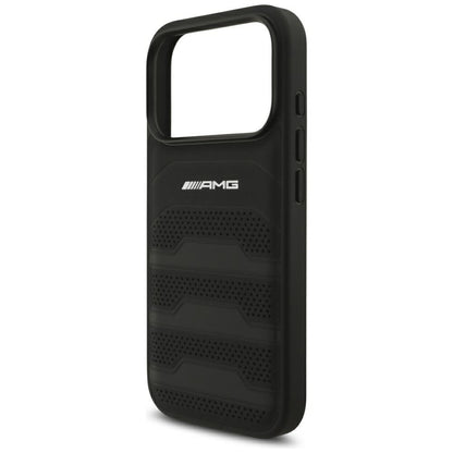 Mercedes AMG Leather Debossed Lines Logo case for iPhone 18 Pro / 17 Pro - black_5