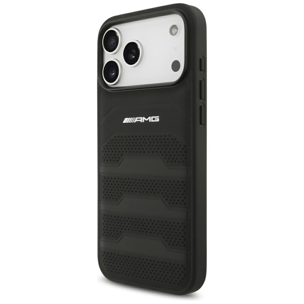 Mercedes AMG Leather Debossed Lines Logo Case for iPhone 18 Pro Max / 17 Pro Max - Black_1