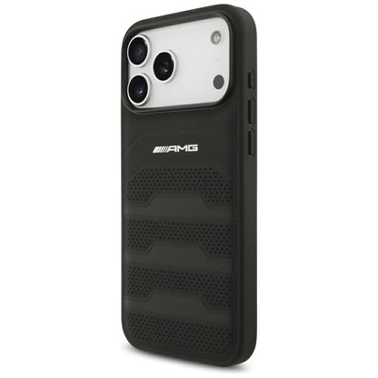 Mercedes AMG Leather Debossed Lines Logo Case for iPhone 18 Pro Max / 17 Pro Max - Black_1