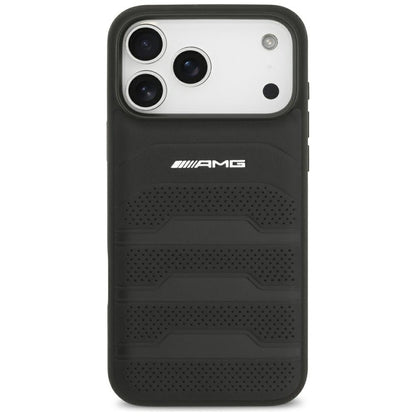 Mercedes AMG Leather Debossed Lines Logo Case for iPhone 18 Pro Max / 17 Pro Max - Black_2