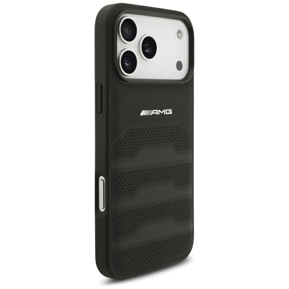 Mercedes AMG Leather Debossed Lines Logo Case for iPhone 18 Pro Max / 17 Pro Max - Black_3