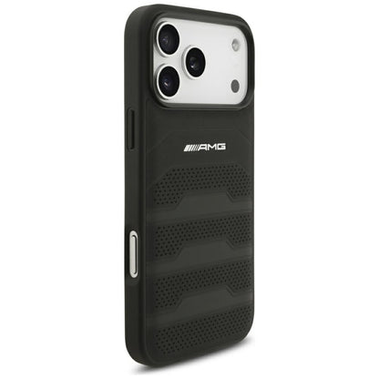 Mercedes AMG Leather Debossed Lines Logo Case for iPhone 18 Pro Max / 17 Pro Max - Black_3