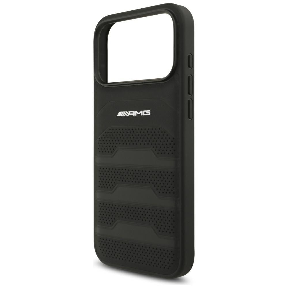 Mercedes AMG Leather Debossed Lines Logo Case for iPhone 18 Pro Max / 17 Pro Max - Black_5