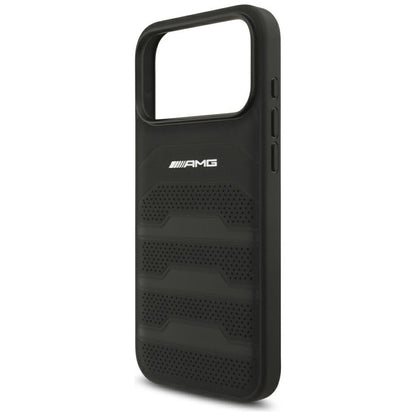 Mercedes AMG Leather Debossed Lines Logo Case for iPhone 18 Pro Max / 17 Pro Max - Black_5