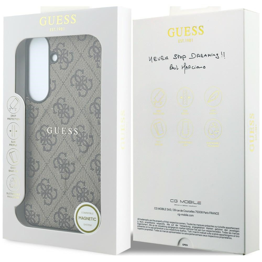 Guess Embossed 4G Ring Classic Logo MagSafe Case for Samsung Galaxy S26 FE - Brown_7