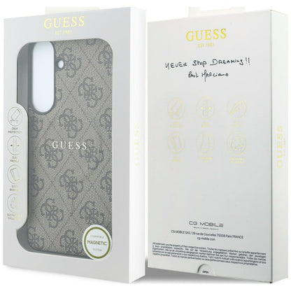 Guess Embossed 4G Ring Classic Logo MagSafe Case for Samsung Galaxy S26 FE - Brown_7