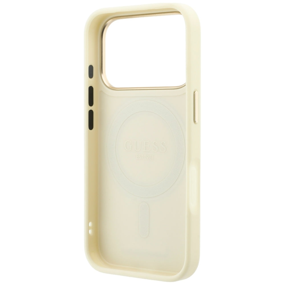 Guess Ring Stand 360 Grained Classic Logo MagSafe Case for iPhone 18 Pro / 17 Pro - Beige_6
