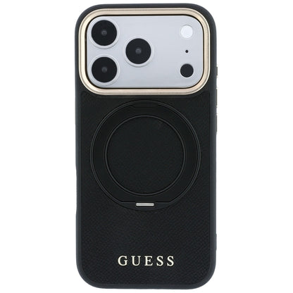 Guess Ring Stand 360 Grained Classic Logo MagSafe Case for iPhone 18 Pro Max / 17 Pro Max - Black_2