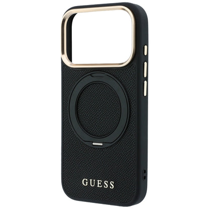 Guess Ring Stand 360 Grained Classic Logo MagSafe Case for iPhone 18 Pro Max / 17 Pro Max - Black_5