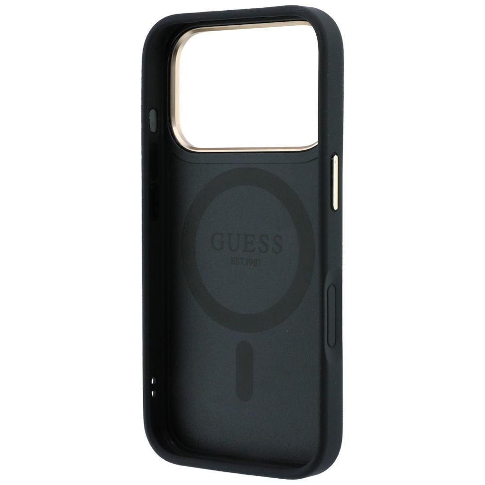 Guess Ring Stand 360 Grained Classic Logo MagSafe Case for iPhone 18 Pro Max / 17 Pro Max - Black_6