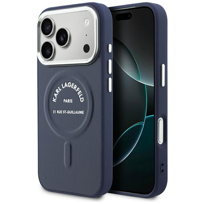 Karl Lagerfeld Embossed Open Ring RSG Logo MagSafe Case for iPhone 18 Pro / 17 Pro - Blue_0