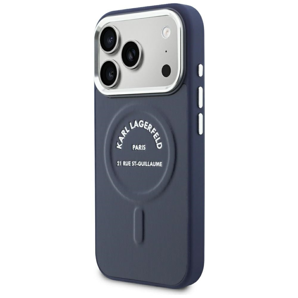 Karl Lagerfeld Embossed Open Ring RSG Logo MagSafe Case for iPhone 18 Pro / 17 Pro - Blue_1
