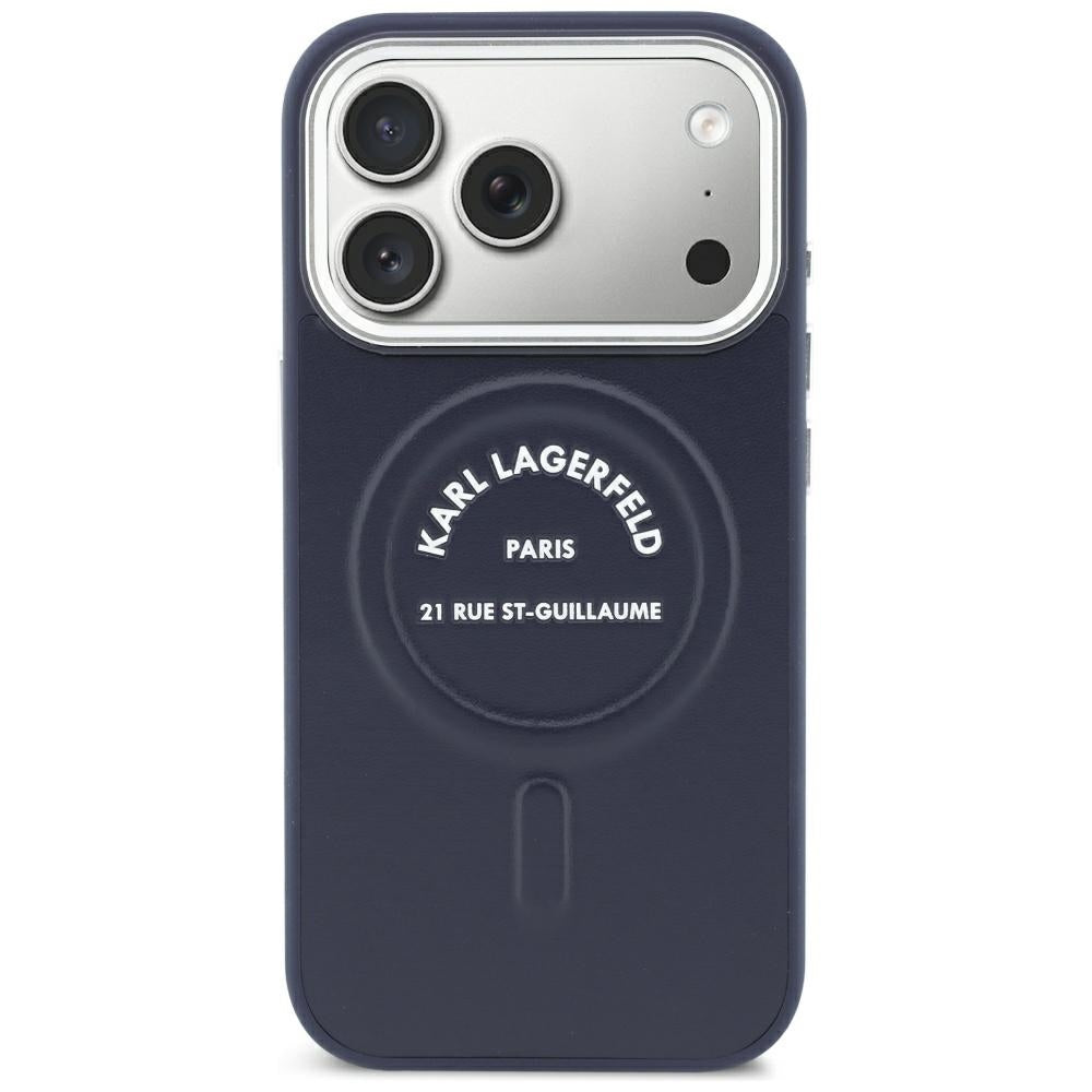 Karl Lagerfeld Embossed Open Ring RSG Logo MagSafe Case for iPhone 18 Pro / 17 Pro - Blue_2