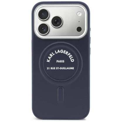 Karl Lagerfeld Embossed Open Ring RSG Logo MagSafe Case for iPhone 18 Pro / 17 Pro - Blue_2