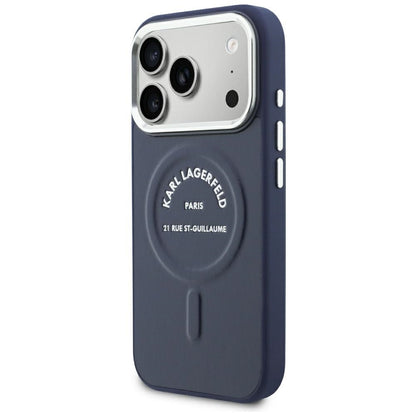 Karl Lagerfeld Embossed Open Ring RSG Logo MagSafe Case for iPhone 18 Pro Max / 17 Pro Max - Blue_1
