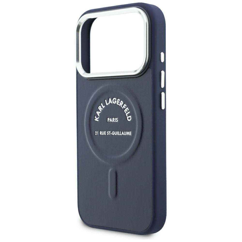 Karl Lagerfeld Embossed Open Ring RSG Logo MagSafe Case for iPhone 18 Pro Max / 17 Pro Max - Blue_5