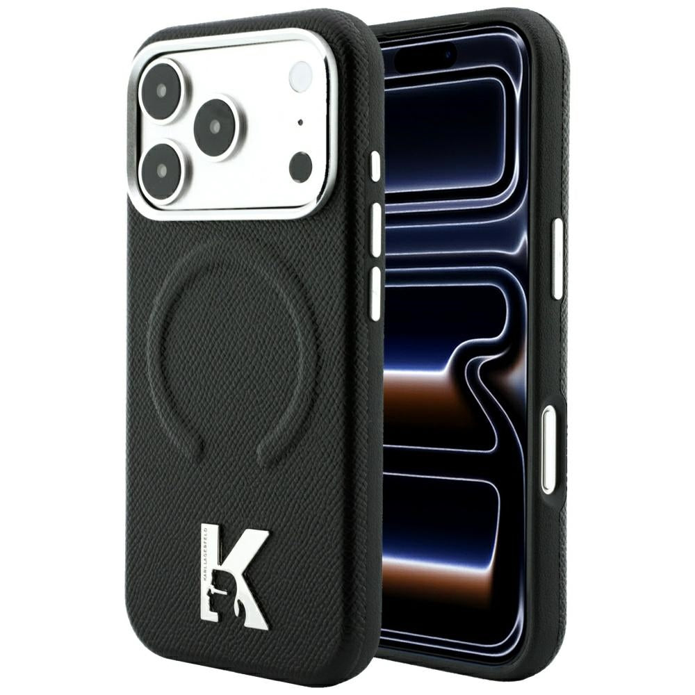 Karl Lagerfeld Grained Embossed Ring &amp; Kameo Logo MagSafe Case for iPhone 18 Pro Max / 17 Pro Max - Black_0