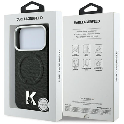 Karl Lagerfeld Grained Embossed Ring &amp; Kameo Logo MagSafe Case for iPhone 18 Pro Max / 17 Pro Max - Black_7