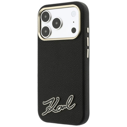 Karl Lagerfeld Grained with Resin Signature Logo MagSafe Case for iPhone 18 Pro Max / 17 Pro Max - Black_1