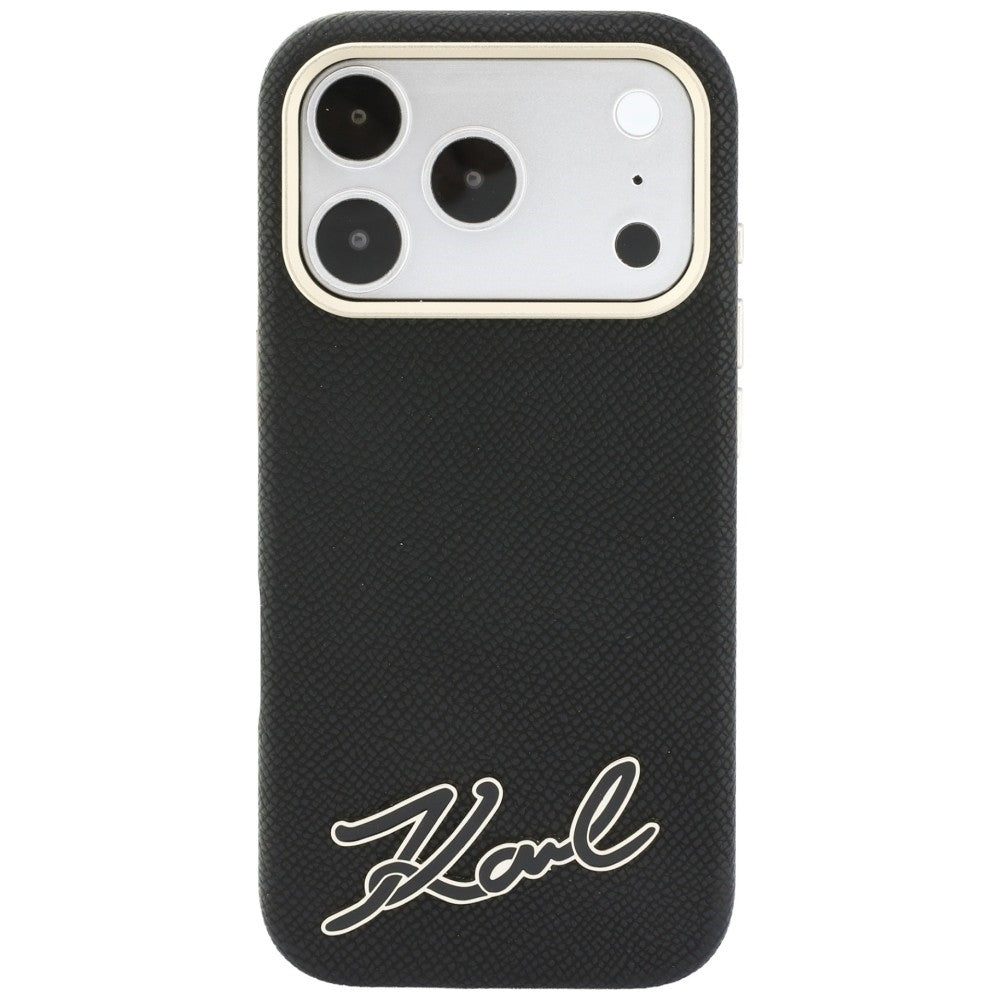 Karl Lagerfeld Grained with Resin Signature Logo MagSafe Case for iPhone 18 Pro Max / 17 Pro Max - Black_2