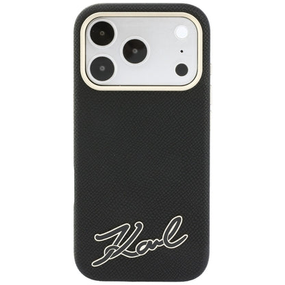 Karl Lagerfeld Grained with Resin Signature Logo MagSafe Case for iPhone 18 Pro Max / 17 Pro Max - Black_2