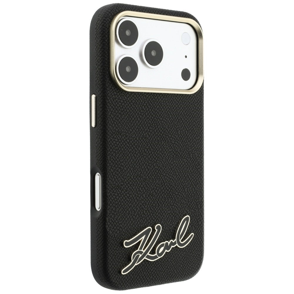 Karl Lagerfeld Grained with Resin Signature Logo MagSafe Case for iPhone 18 Pro Max / 17 Pro Max - Black_3