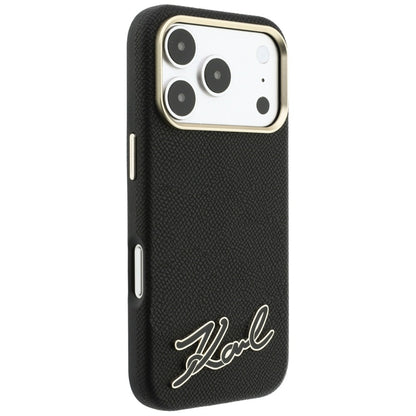Karl Lagerfeld Grained with Resin Signature Logo MagSafe Case for iPhone 18 Pro Max / 17 Pro Max - Black_3