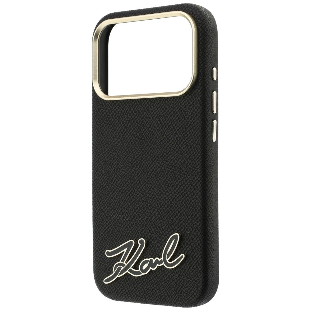 Karl Lagerfeld Grained with Resin Signature Logo MagSafe Case for iPhone 18 Pro Max / 17 Pro Max - Black_5