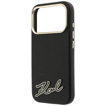 Karl Lagerfeld Grained with Resin Signature Logo MagSafe Case for iPhone 18 Pro Max / 17 Pro Max - Black_5